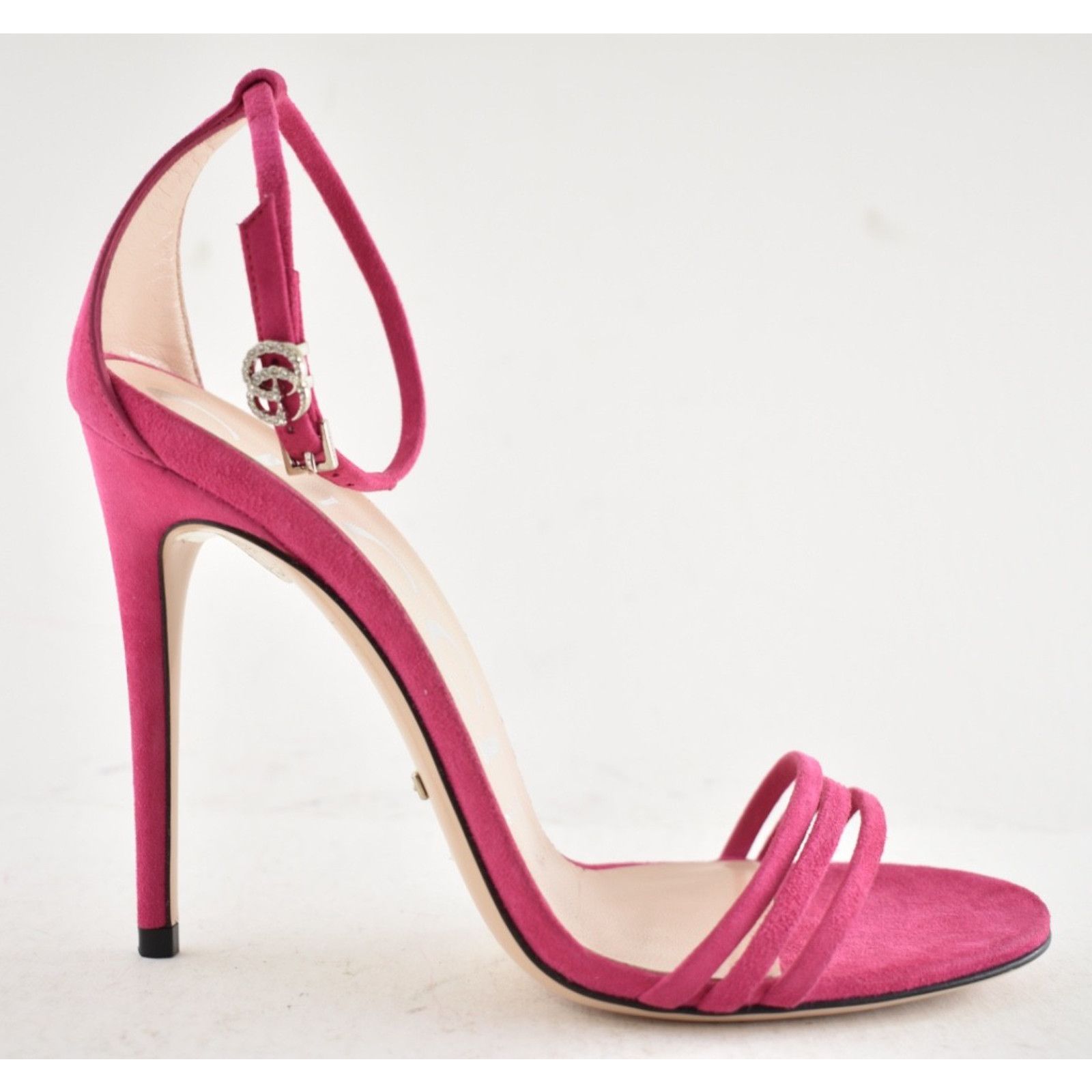 Gucci Gucci Ilse Bright Fuxia Pink Suede Crystal GG Logo Ankle Size US 6 / IT 36 - 2 Thumbnail