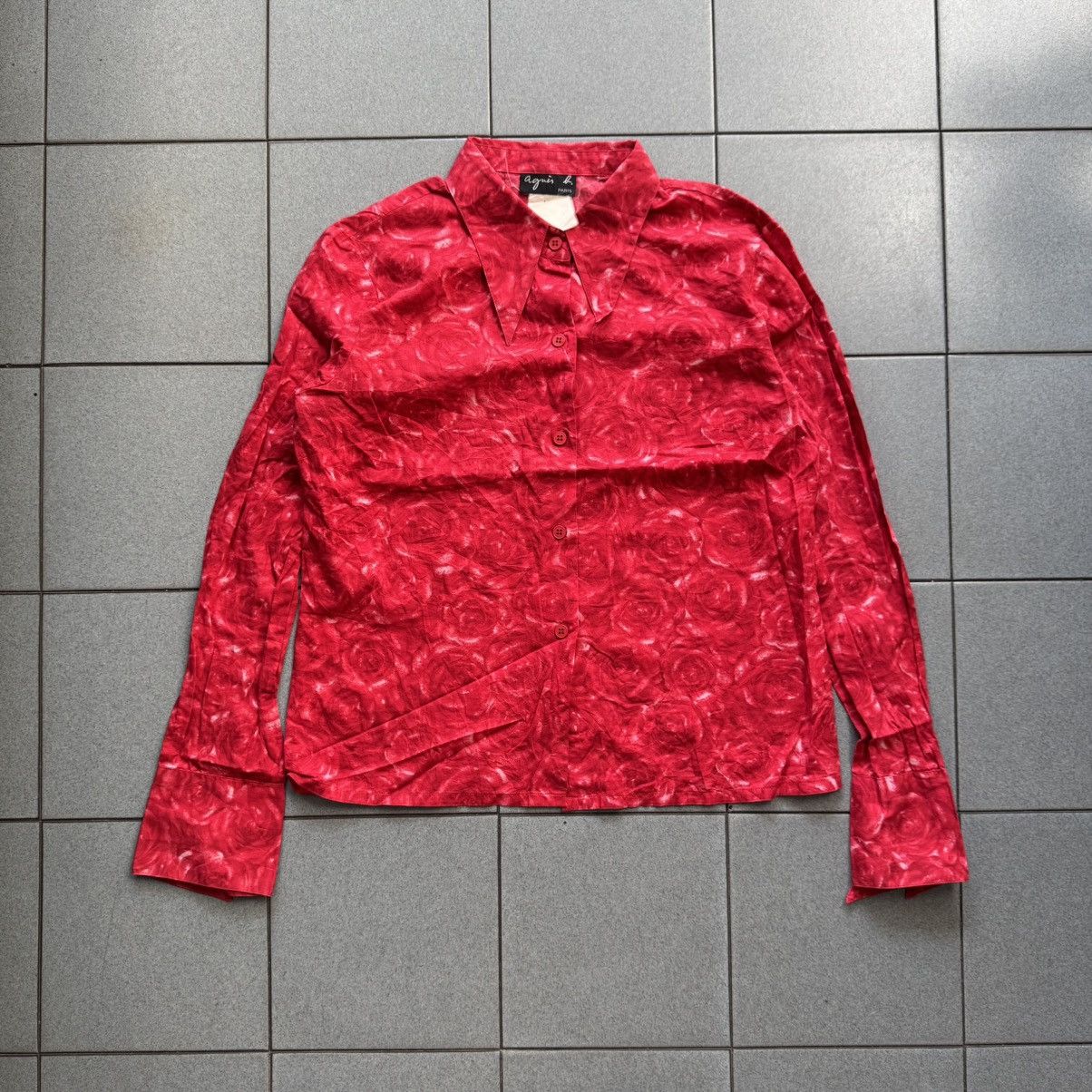 agnes b. 1990s Agnes B. Red Flower Rose Pattern Size S / US 4 / IT 40 - 1 Thumbnail
