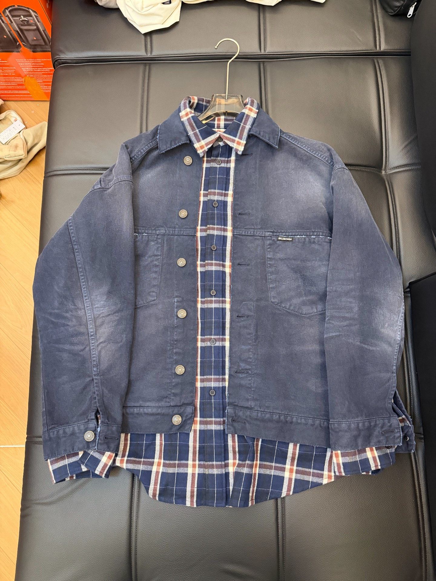 Balenciaga Balenciaga Patchwork Plaid Denim Jacket XS Men Size US XS / EU 42 / 0 - 1 Thumbnail