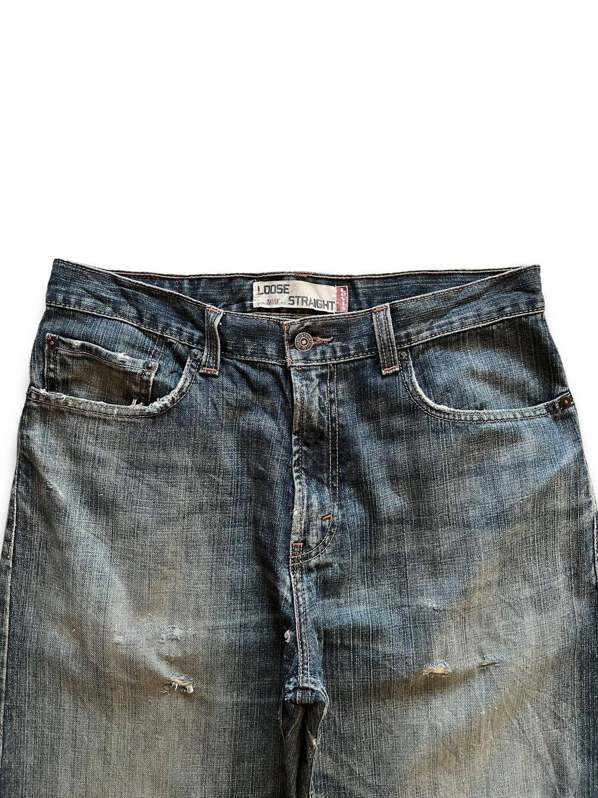 Levi's Vintage 80s Levis 569 Blue Wash Distressed Baggy Jeans 34x30 Size US 34 / EU 50 - 4 Thumbnail