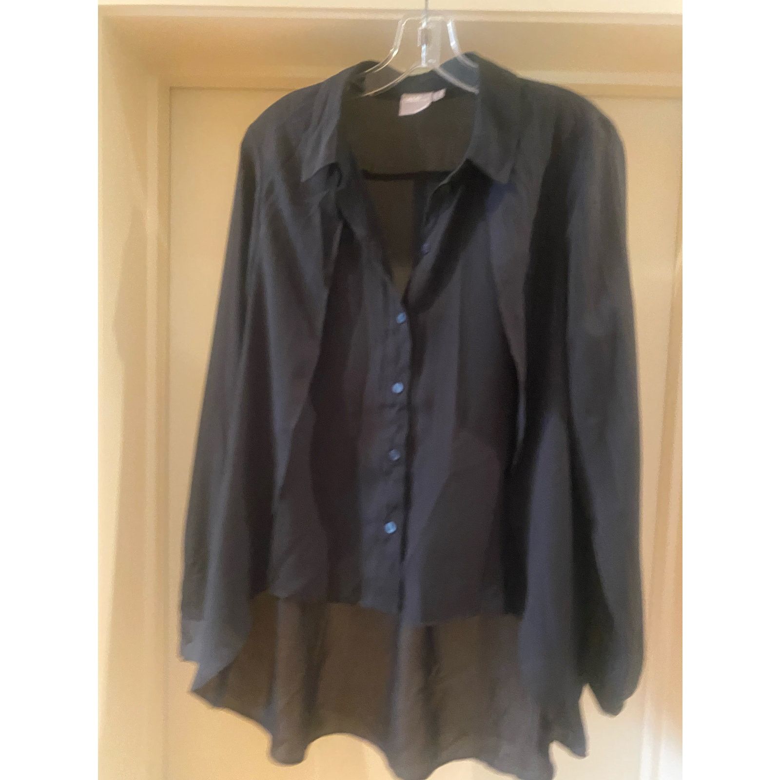 Asos ASOS Dip Hem Long Sleeve Black Blouse Size M / US 6-8 / IT 42-44 - 5 Thumbnail