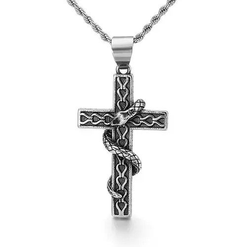 Jewelry Gothic Cross Skull Steel Necklace Chain punk goth emo biker Size ONE SIZE - 3 Thumbnail