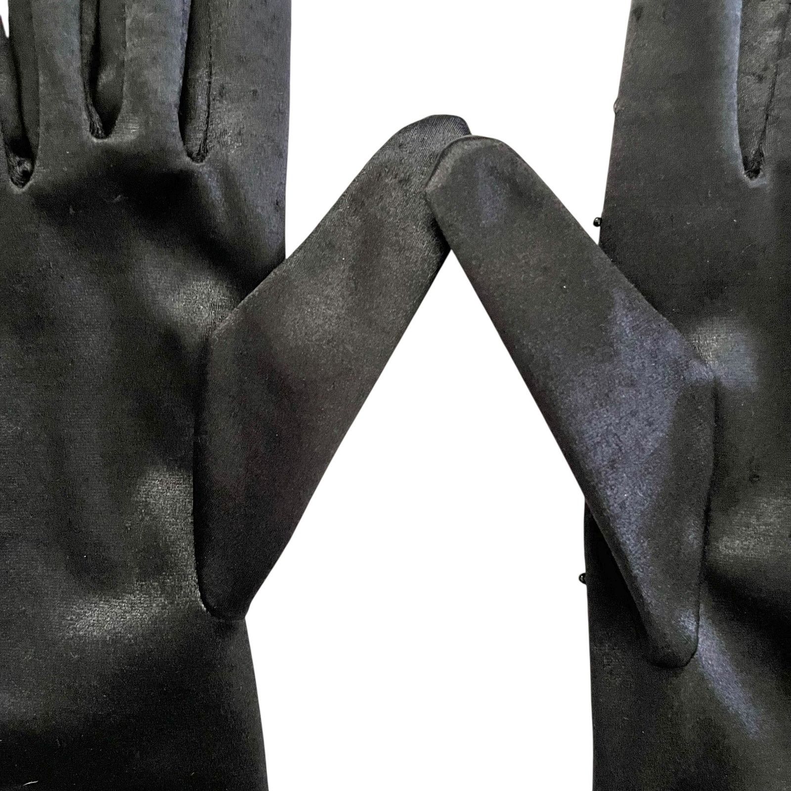 Vintage Vintage Beaded Black Satin Long Formal Evening Gloves S/M Size ONE SIZE - 5 Thumbnail