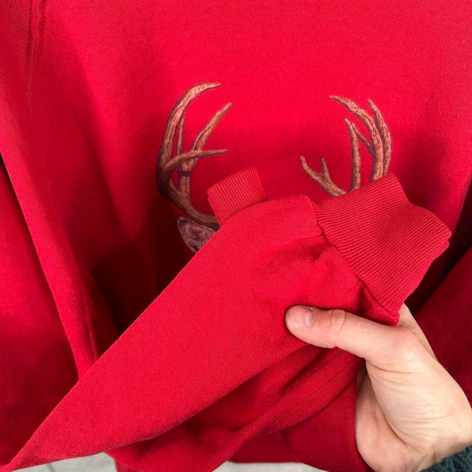 Fruit Of The Loom Vintage 90’s Red Buck Hunting Nature Crewneck Size X-Large Size US XL / EU 56 / 4 - 6 Thumbnail