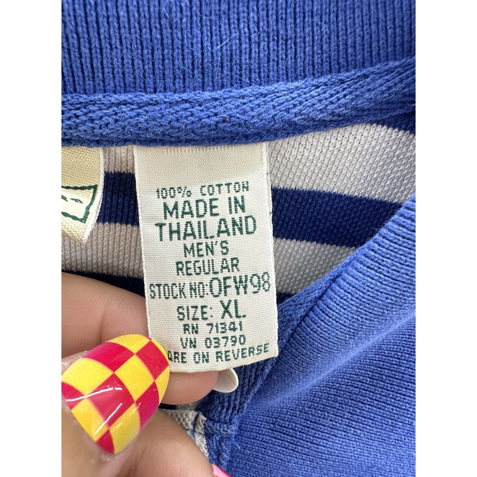 Vintage L.L. Bean Mens Polo Shirt Size XL Blue White Stripped Short Sleeve Collard VTG Size US XL / EU 56 / 4 - 7 Thumbnail