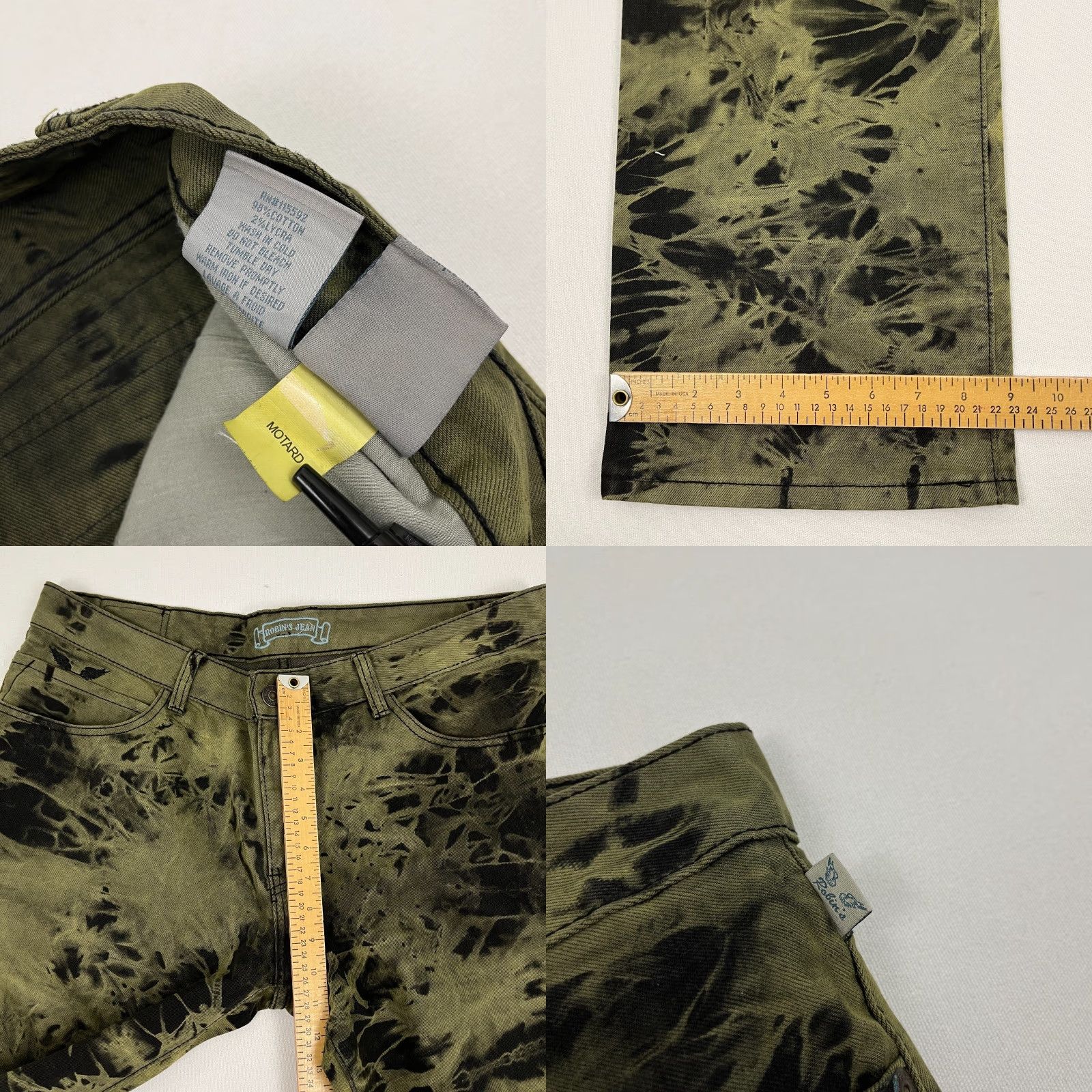 Vintage VINTAGE Robins Jeans Motard Moto Men 38x34 Green Black Dyed Wings Grunge Hip Hop Y2K VTG Jeans Mens Regular 38 Green 5-Pocket Design Denim Cotton Size US 38 / EU 54 - 8 Thumbnail