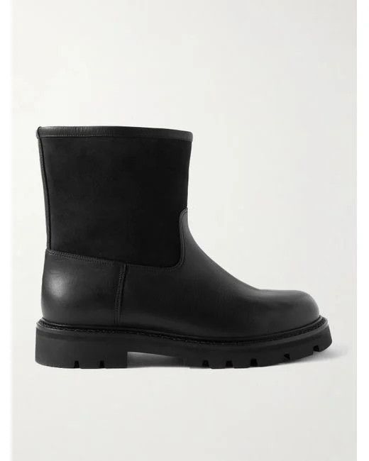 Loro Piana o1loc1c0126 Walk Shearling-Lined Suede & Leather Boots Black Size US 9 / EU 42 - 1 Thumbnail