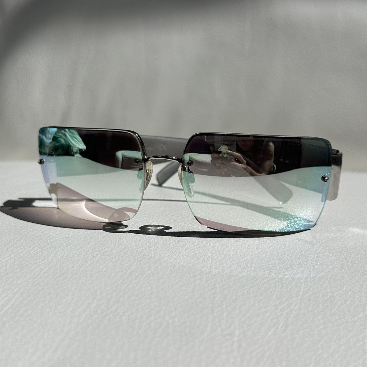 Vintage CHANEL 4095-B Amber Lens Tortoise Frame CC Swarovski