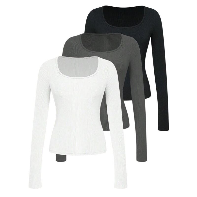 Shein Simple Round Neck Slim Fit T-Shirt in White/Black/Gray, S Size S / US 4 / IT 40 - 1 Preview