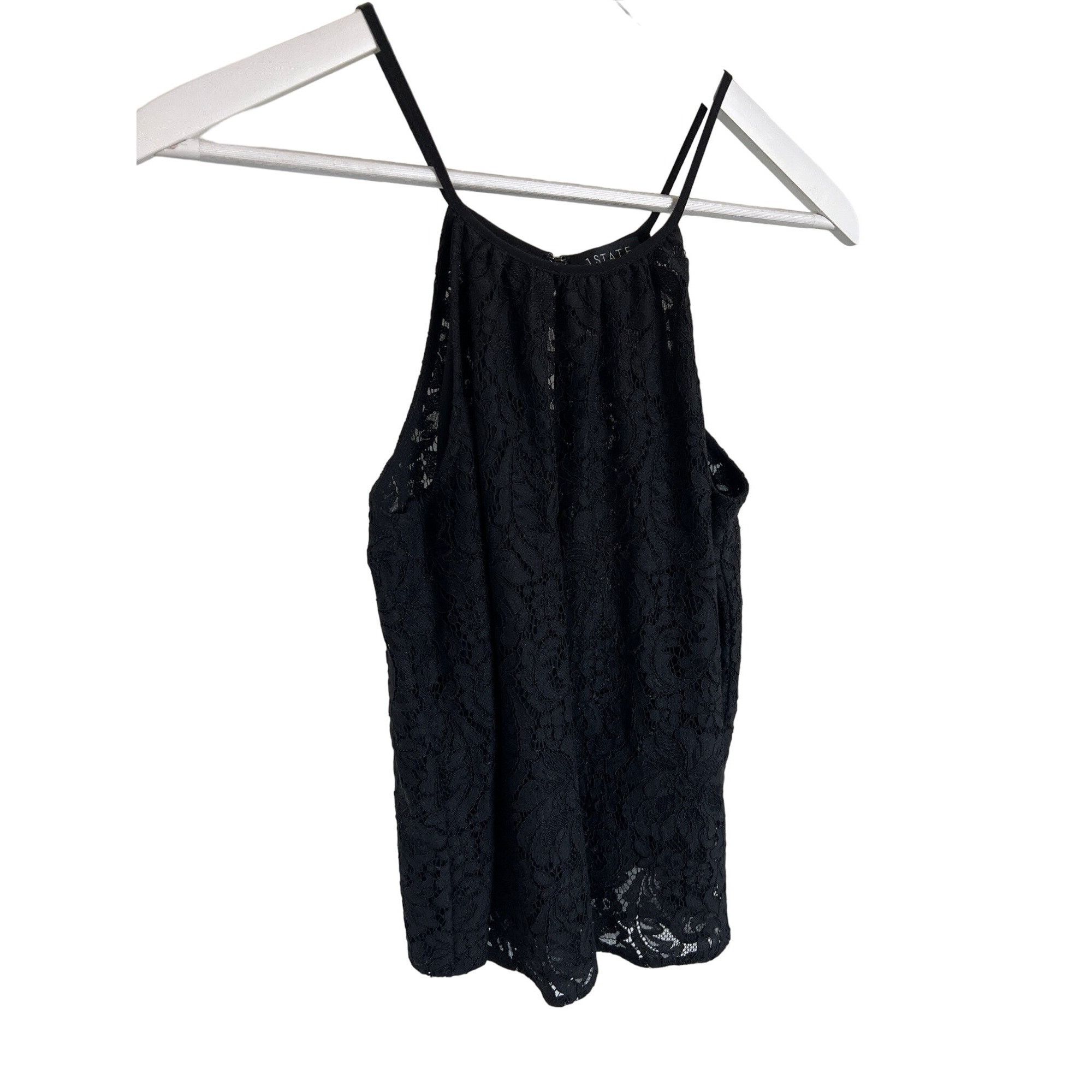 REVOLVE 1. State Black Lace Halter Top Size XS / US 0-2 / IT 36-38 - 3 Thumbnail