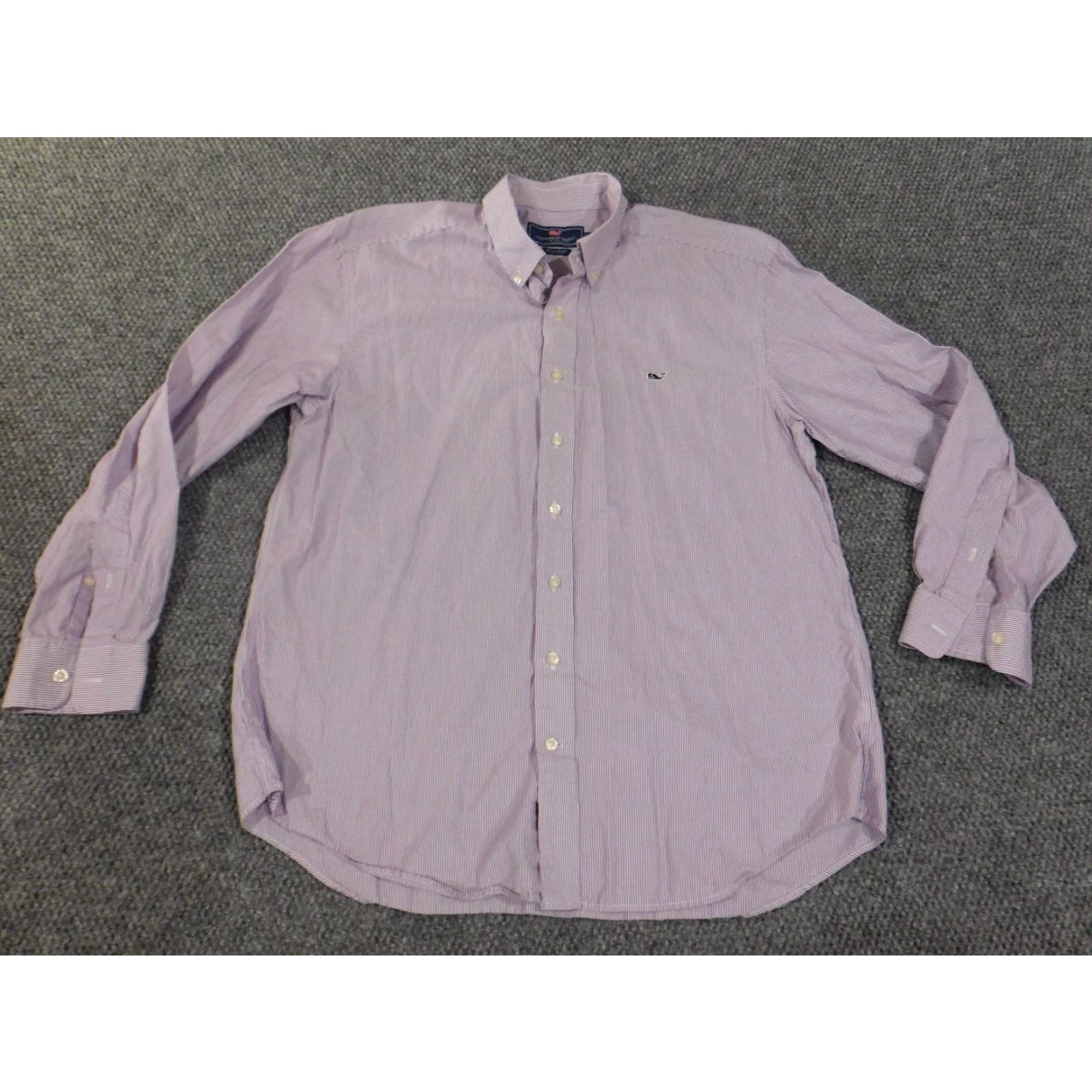 Vineyard Vines Vineyard Vines Shirt Button-Up Striped Purple Logo 2XL Mens Long Sleeve Collared Cotton Button-Down Classic Whale Vintage No Size US XXL / EU 58 / 5 - 2 Thumbnail