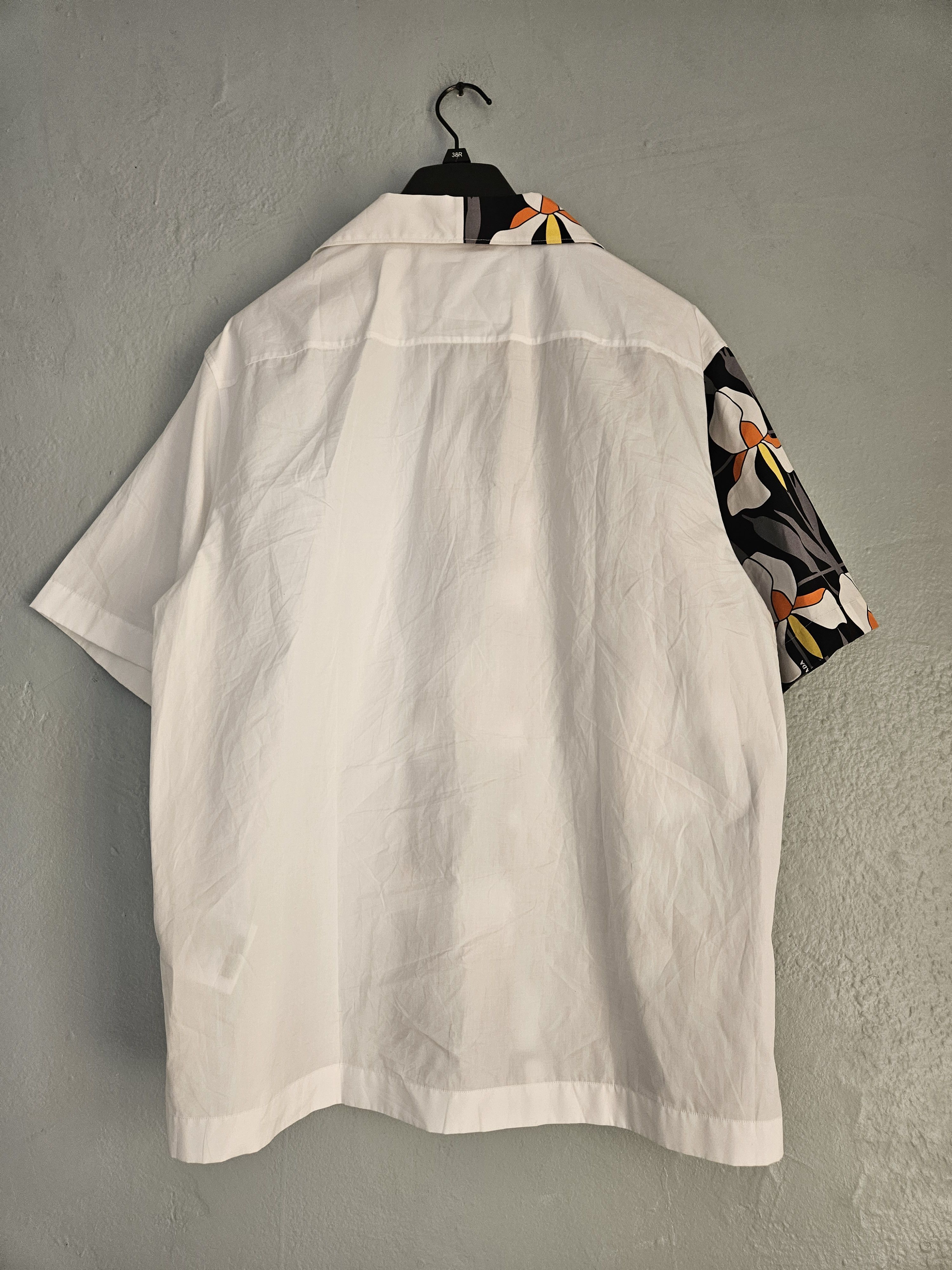 Prada White & Floral Double Match Button Up Shirt Size US XL / EU 56 / 4 - 4 Thumbnail