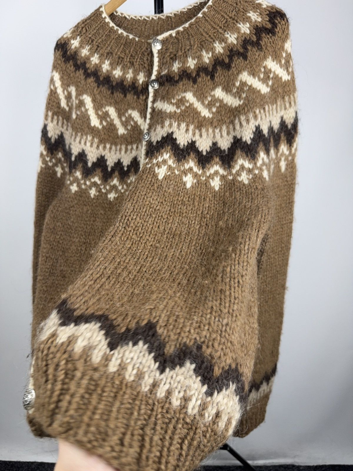 Vintage Nordic Wool Iceland Cardigan Dale Of Norway Style Brown Size US XL / EU 56 / 4 - 5 Thumbnail