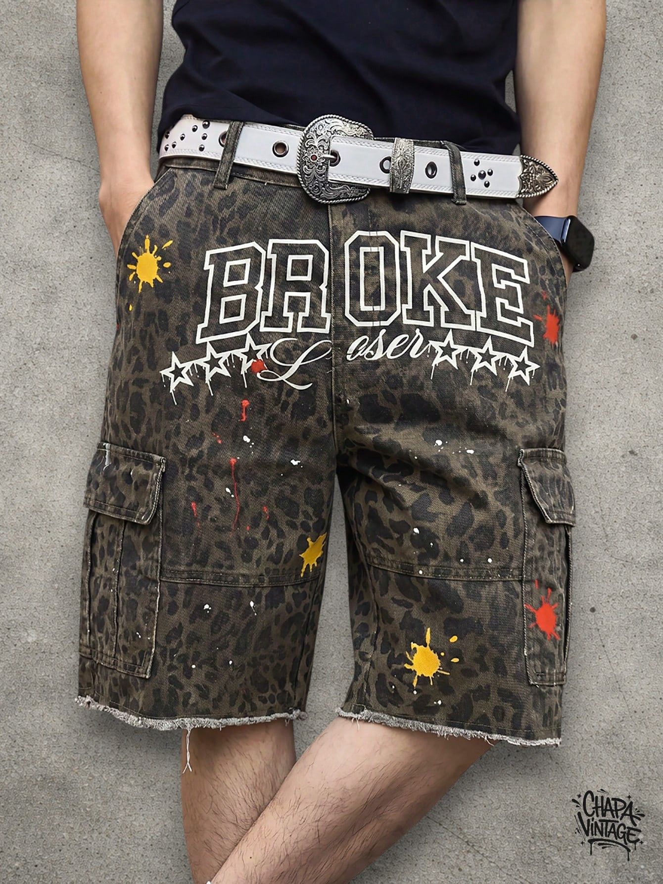 Japanese Brand Leopard distressed shorts Size US 32 / EU 48 - 2 Thumbnail