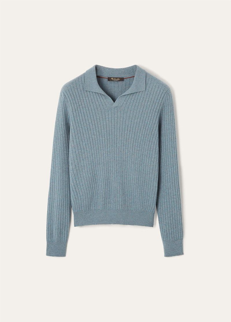 Loro Piana o1w1db10226 FAO3673 Lexington Polo Shirt in Light Blue Size US XL / EU 56 / 4 - 1 Thumbnail