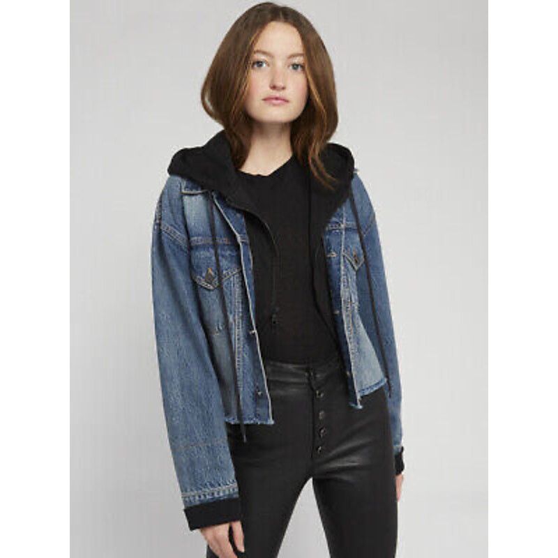 Alice + Olivia Alice + Olivia Jean Denim Hoodie Jacket sz M Size M / US 6-8 / IT 42-44 - 1 Thumbnail