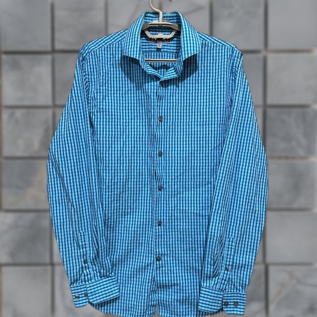 Express VINTAGE Express Shirt Blue Size M Cotton 100% Button Up Check Gingham Preppy Business Casual Mens Size US M / EU 48-50 / 2 - 1 Thumbnail