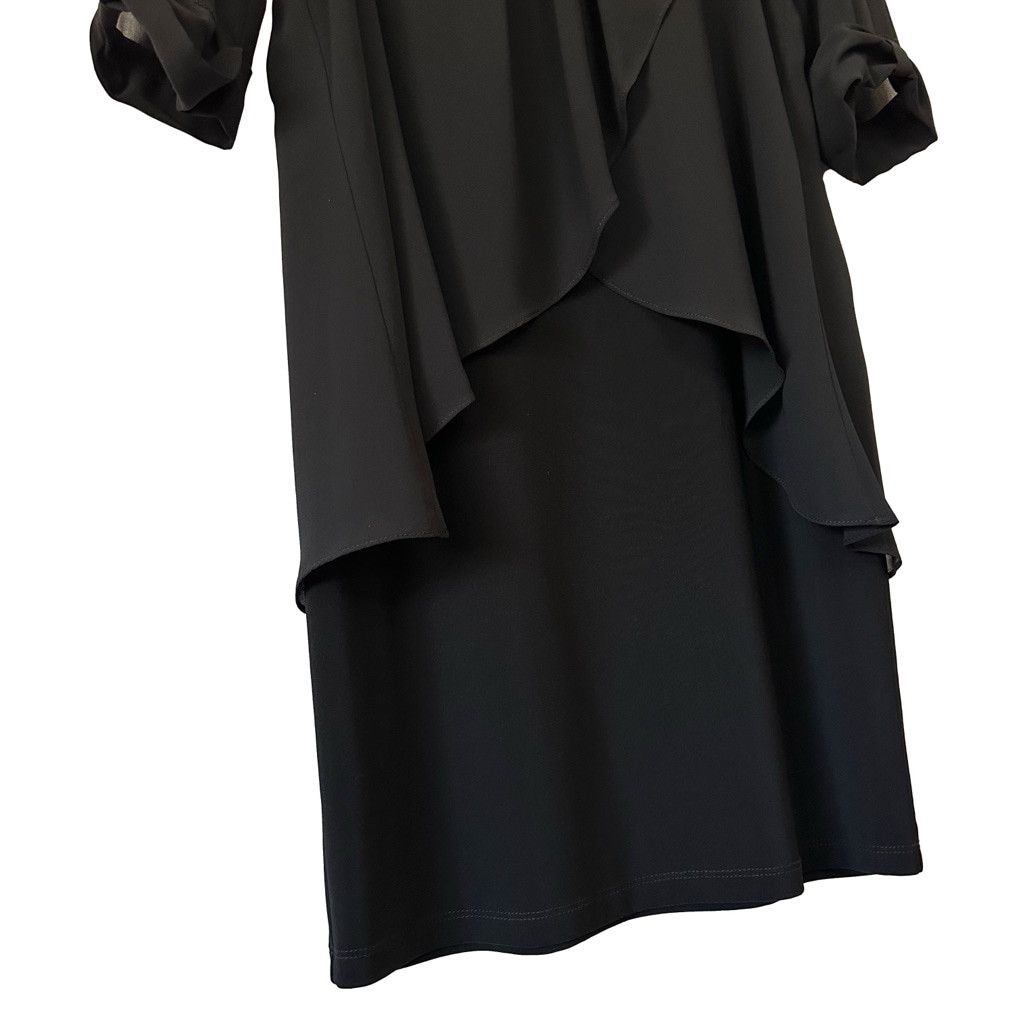 Joseph Ribkoff Joseph Ribkoff Black Chiffon Tiered Overlay Sheath Dress 8 Size M / US 6-8 / IT 42-44 - 7 Thumbnail
