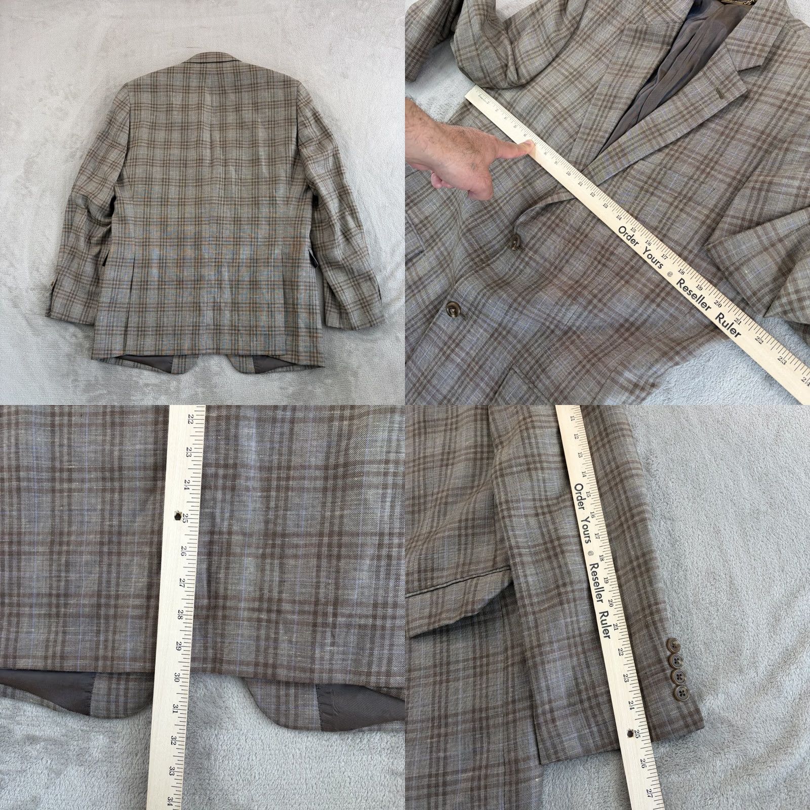 Vintage Donald J. Trump 2 Button Sport Coat Blazer Brown Windowpane Linen Wool Men 40R Size 40R - 8 Thumbnail