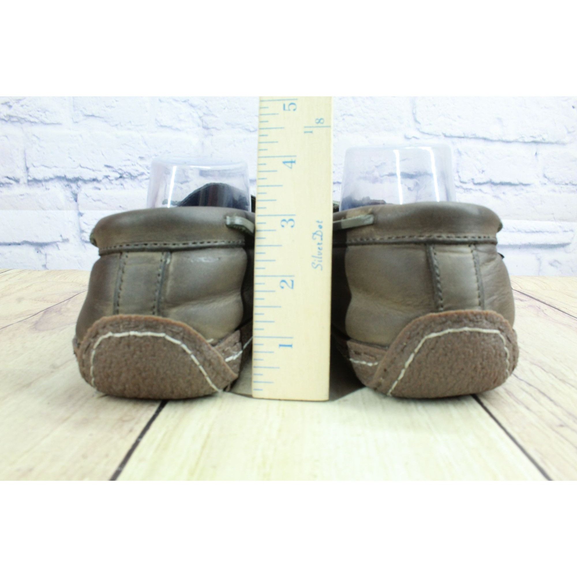 L.L. Bean LL Bean Men’s Brown Leather Flannel Lined Handsewn Slippers Size US 11 / EU 44 - 6 Thumbnail