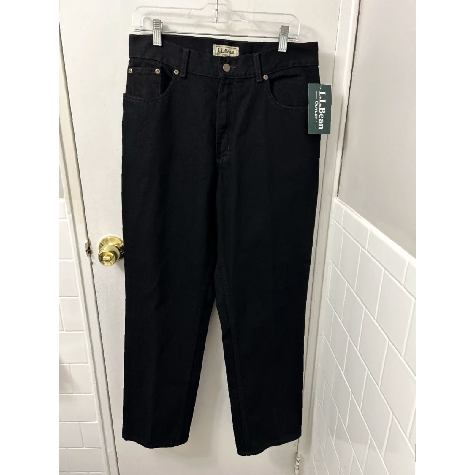 Vintage L.L. Bean Jeans Womens 12x32 Black Double L Straight Leg 100% Cotton NWT Denim Zipper Button Five-Pocket Modern Classic Jeans Mens Women? Size 34" / US 12 / IT 48 - 2 Thumbnail
