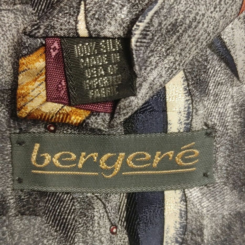 Other Bergere Men's OS Silk Gray/Red Abstract Tie Size ONE SIZE - 2 Thumbnail