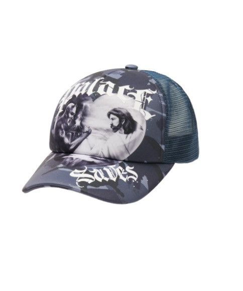 Palace Palace 'SAVES' Jesus Trucker Cap in BLUE CAMO Size ONE SIZE - 1 Thumbnail