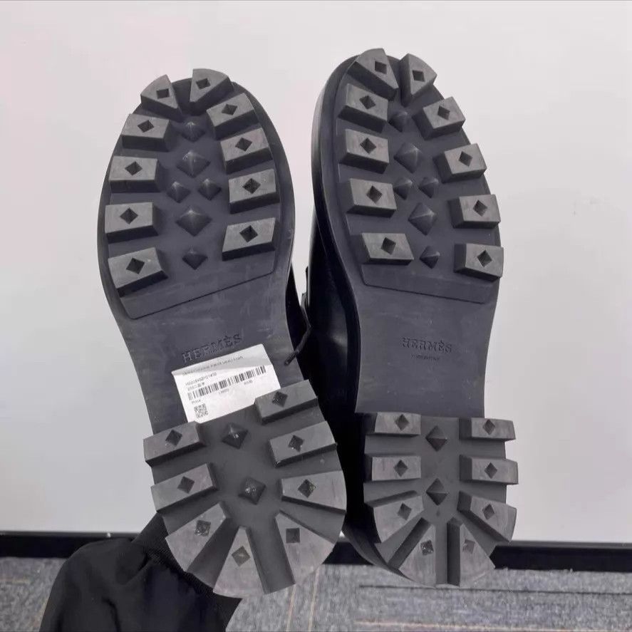 Hermes Hermes Kelly Buckle Black & Silver Thick Sole Loafers 40 Size US 7 / EU 40 - 2 Thumbnail