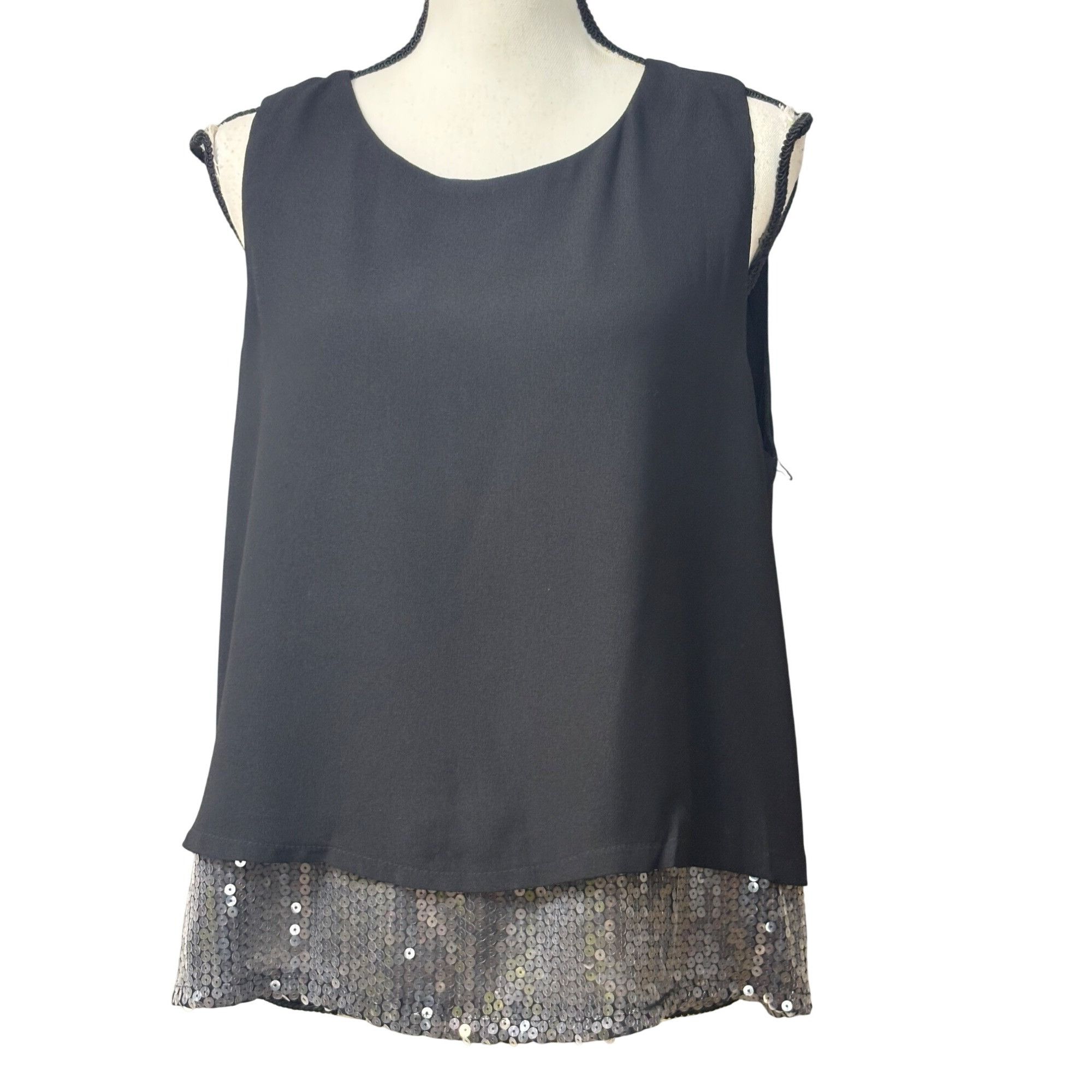 Other Halogen Sequin Trim Sleeveless Top, Black, Sz. L Size L / US 10 / IT 46 - 2 Thumbnail
