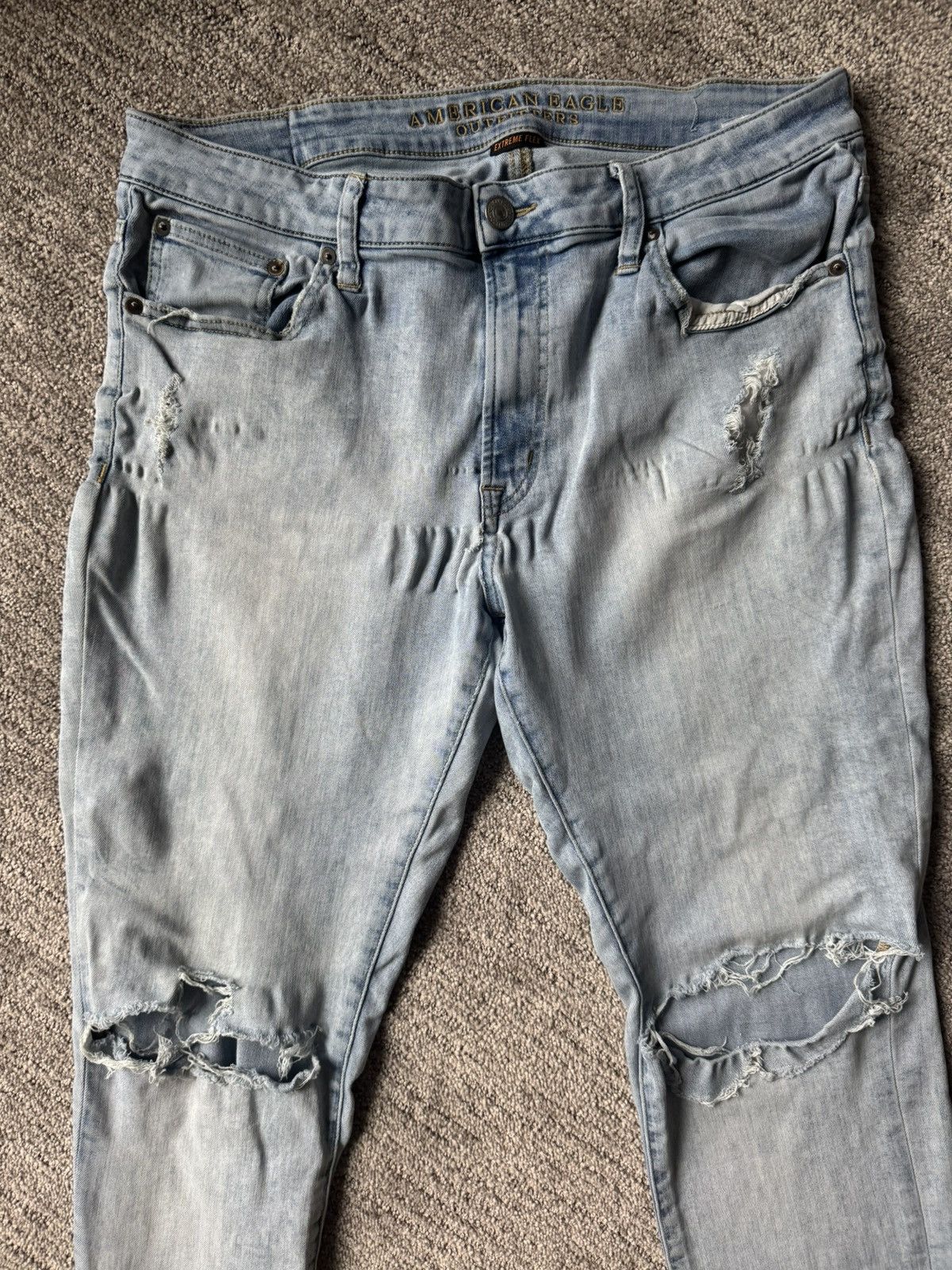 American Eagle Outfitters TALL GUYS!! Distressed Stone Washed Jeans Size US 36 / EU 52 - 2 Thumbnail