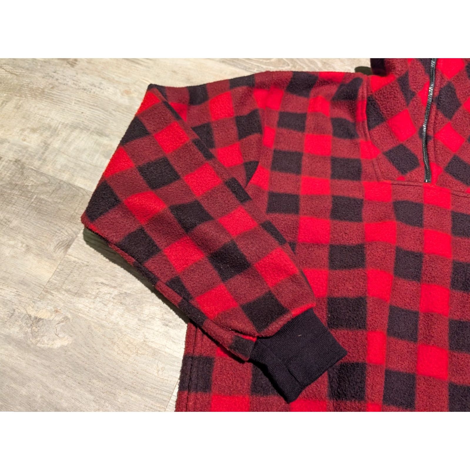 Vintage Vtg Stats Buffalo Plaid Women's 1/4 Zip Pullover Fleece Jacket Size Large Size L / US 10 / IT 46 - 4 Thumbnail