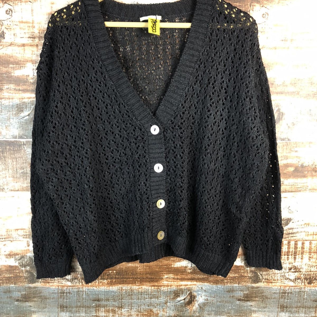 Comme Ca Ism Comme ca Du Mode Black crochet Cardigan Knitwear #A2322 Size US L / EU 52-54 / 3 - 3 Thumbnail