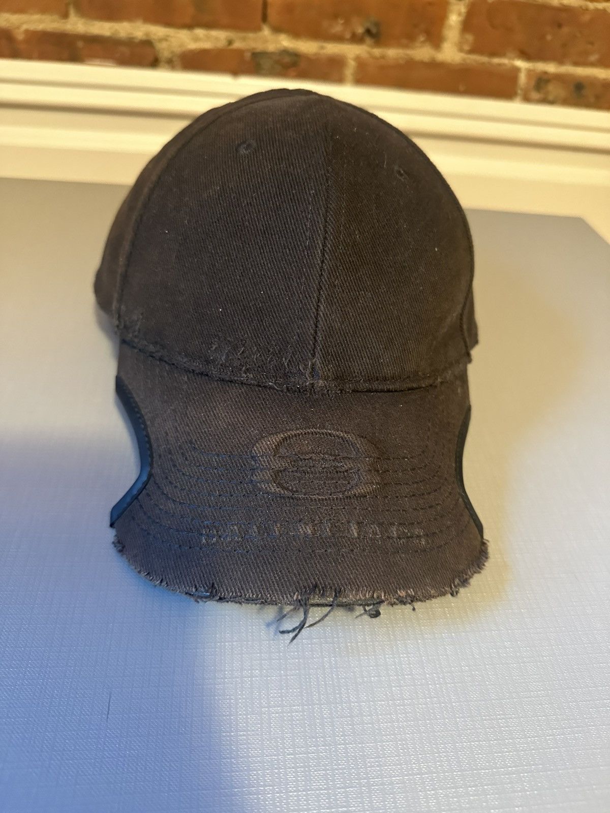 Balenciaga FW/24 Black Unity Logo Distressed Hat Size ONE SIZE - 2 Thumbnail