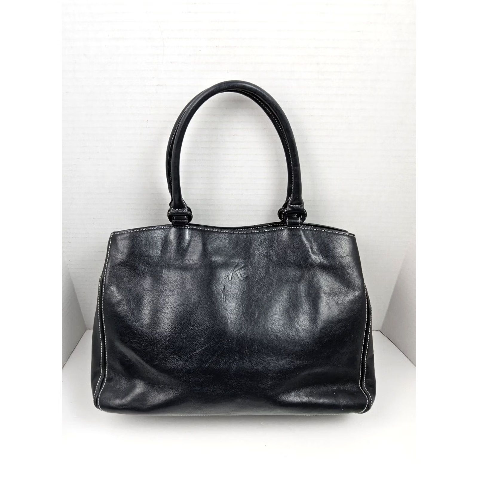 Vintage Kitamura Leather Tote Shoulder Handbag Purse Black Women Large Tote Leather Black 14x9.5x4.5 Womens Size ONE SIZE - 2 Thumbnail