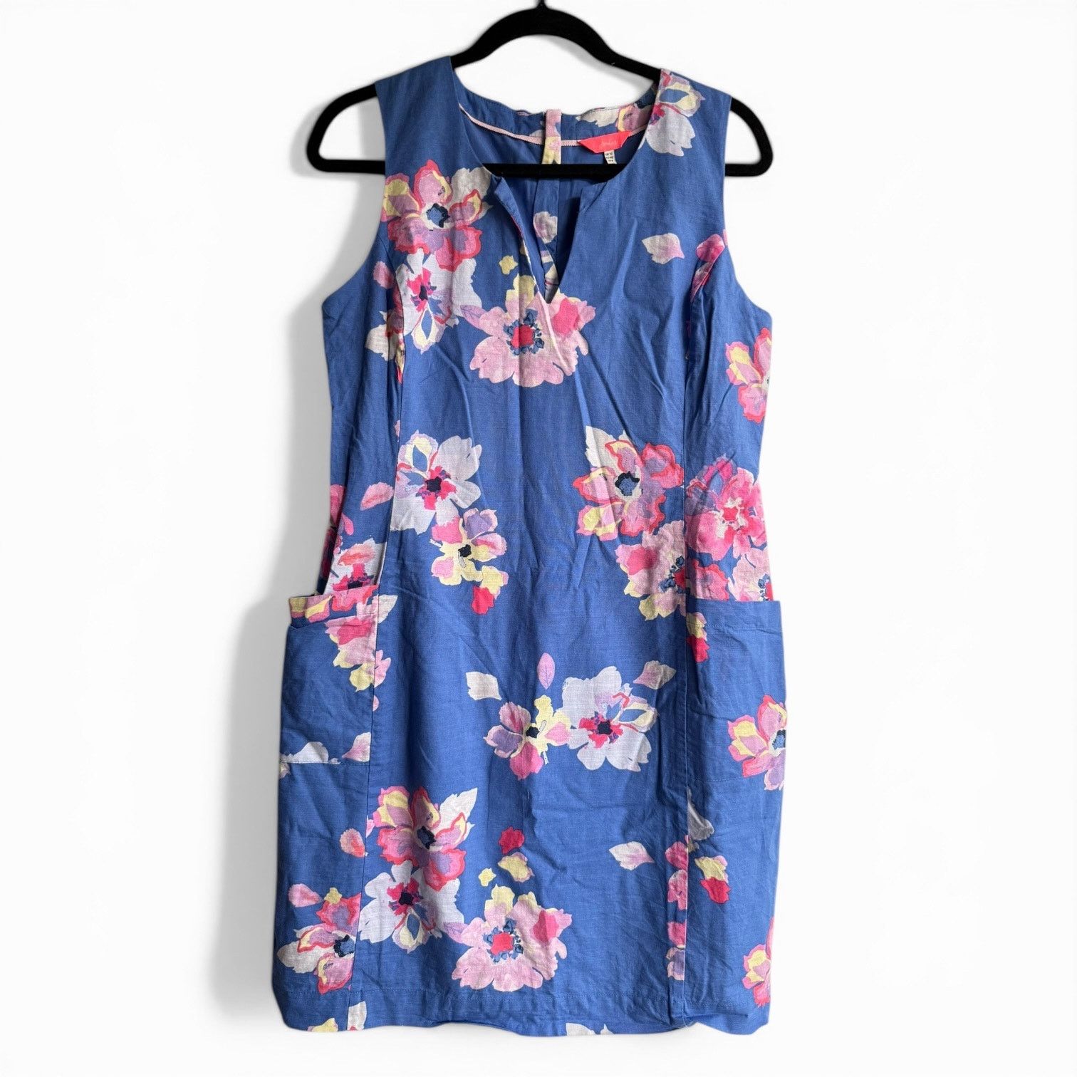 Other Joules Elayna Blue Floral Sleeveless Shift Dress Linen US 8 Size M / US 6-8 / IT 42-44 - 3 Thumbnail