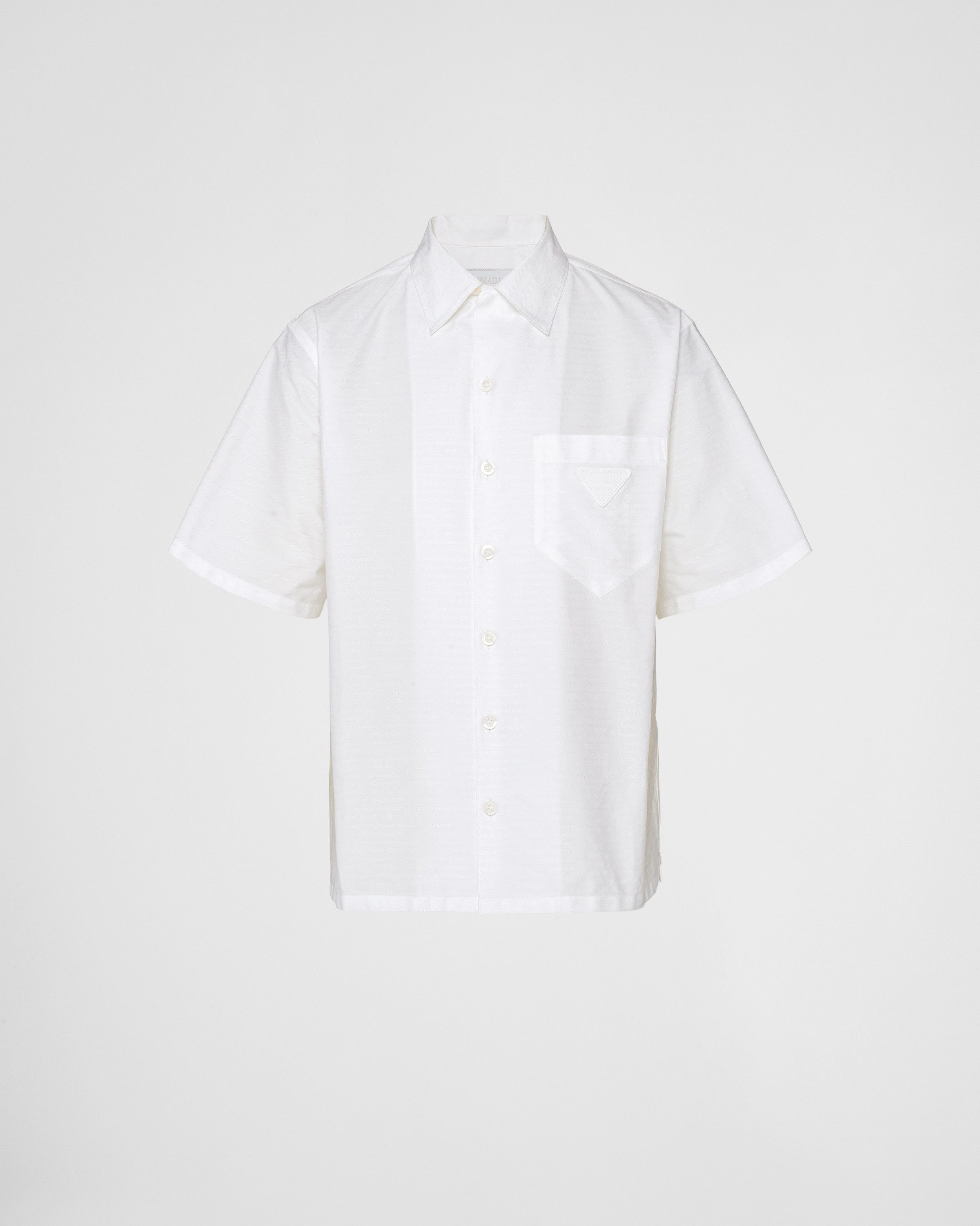 Prada o1w1db10426 Short-Sleeved Cotton Shirt in White Size US S / EU 44-46 / 1 - 1 Thumbnail