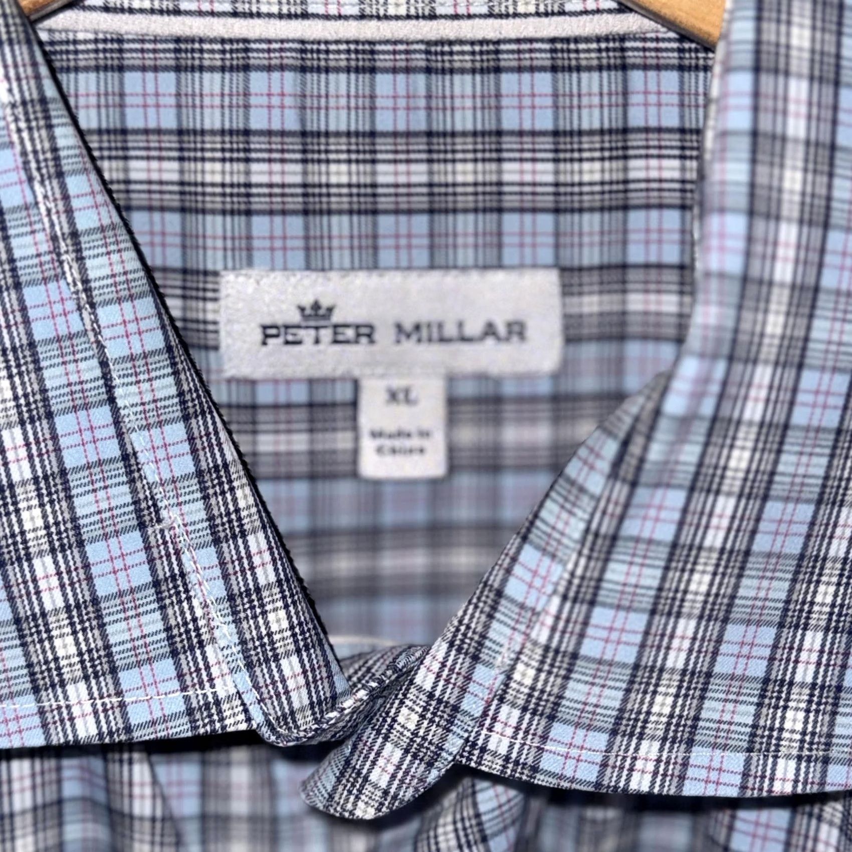 Peter Millar Peter Millar Shirt Mens XL Blue Gray Plaid Button Front Stretch Pocket Size US XL / EU 56 / 4 - 4 Thumbnail