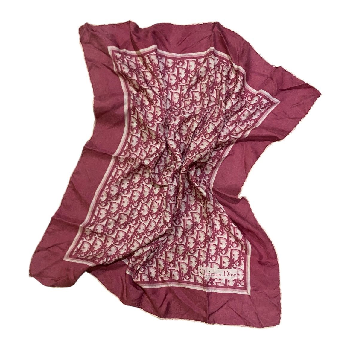 Christian Dior Monsieur Christian Dior Scarf Monogram in Red Burgundy Silk Size ONE SIZE - 3 Thumbnail