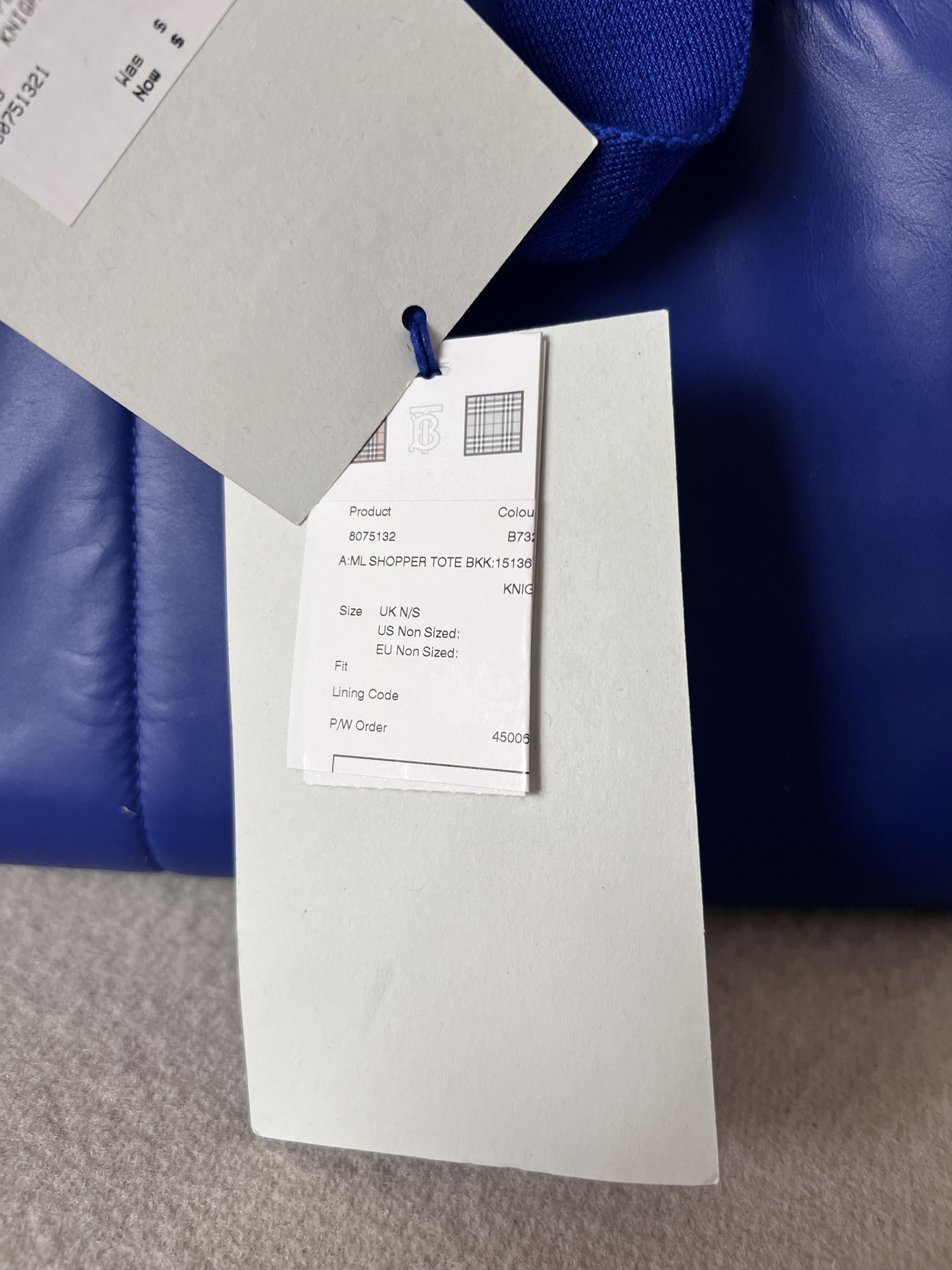 Burberry Burberry XL Check Shopper Tote Bag in Blue Leather Wool Size ONE SIZE - 10 Thumbnail