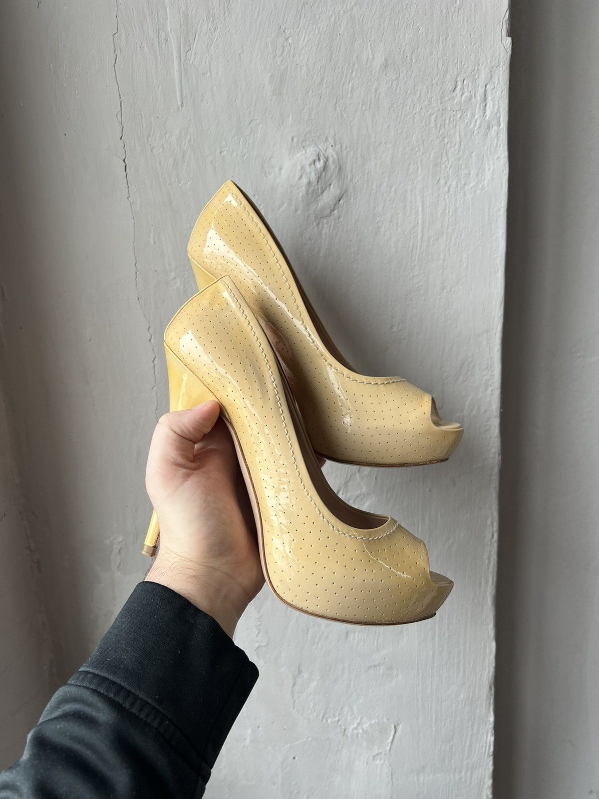 Miu Miu MIU MIU MADE IN ITALY PATENT LEATHER PEEP PUMPS HEELS SZ 39 Size US 9 / IT 39 - 2 Thumbnail