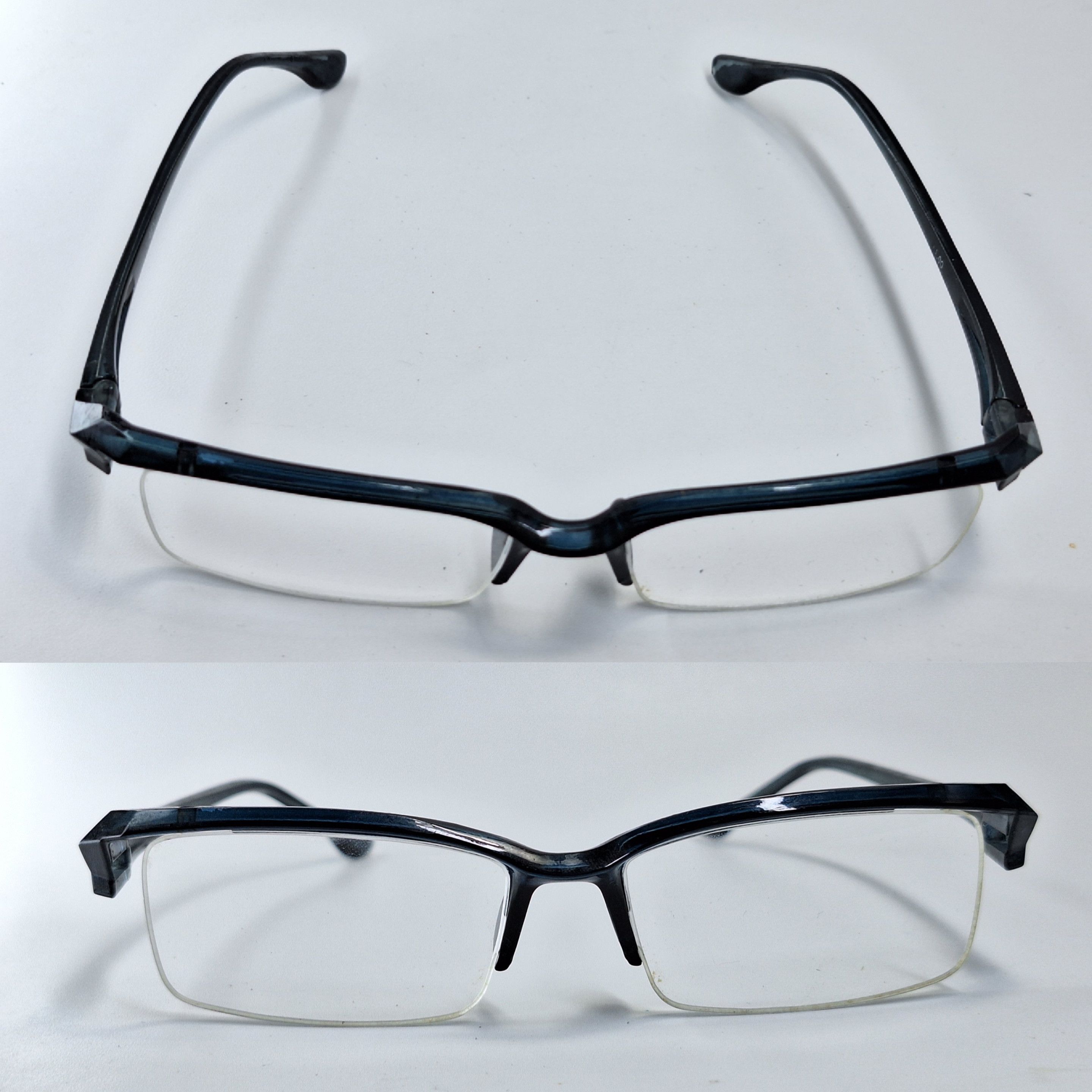 Other 00s Japan Vintage 4EX Semi-Rimless Oversize Eyeglass Frame Size ONE SIZE - 9 Thumbnail