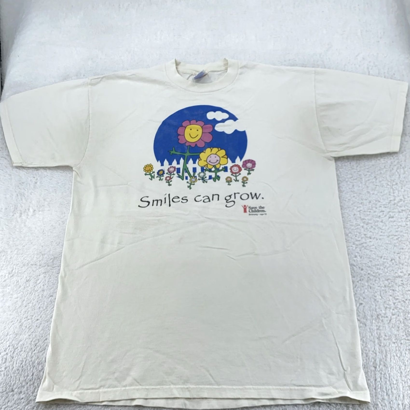 Jerzees VINTAGE Save The Children Shirt Mens L White Smiles Can Grow Flower Art 90s Nike? Size US L / EU 52-54 / 3 - 2 Thumbnail