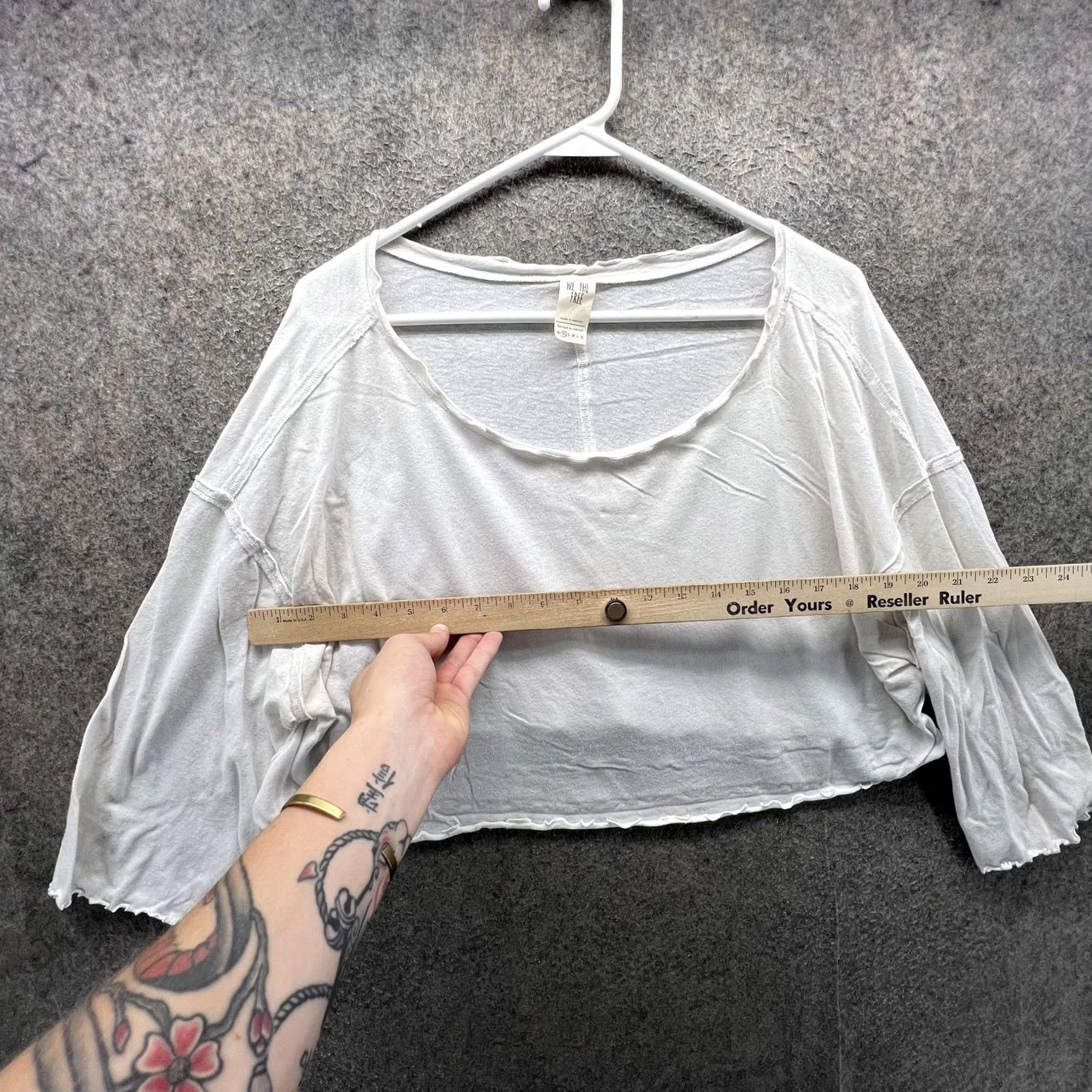 Vintage We The Free Shirt Womens XS White Cropped Scoop Neck Dolman 3/4 Sleeve Top Size XS / US 0-2 / IT 36-38 - 5 Thumbnail