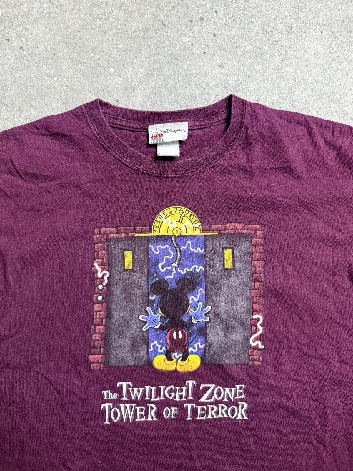 Disney Vintage Disney Tower of Terror Mickey Mouse Tee Burgundy Y2K Size US M / EU 48-50 / 2 - 3 Thumbnail