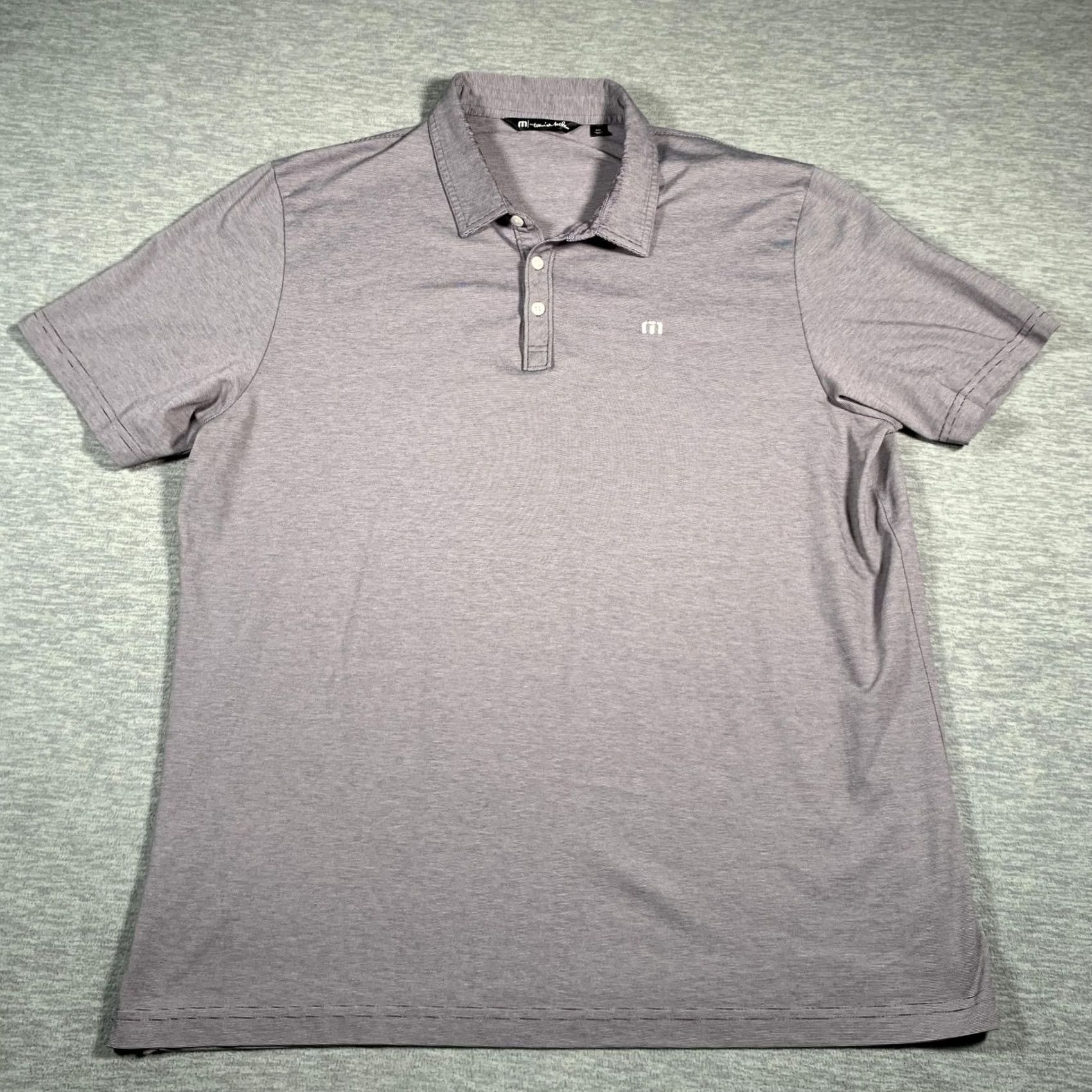 TravisMathew VINTAGE Travis Mathew Polo Shirt Mens 2XL Purple Micro Stripe Golf Stretch Logo Size US XXL / EU 58 / 5 - 2 Thumbnail