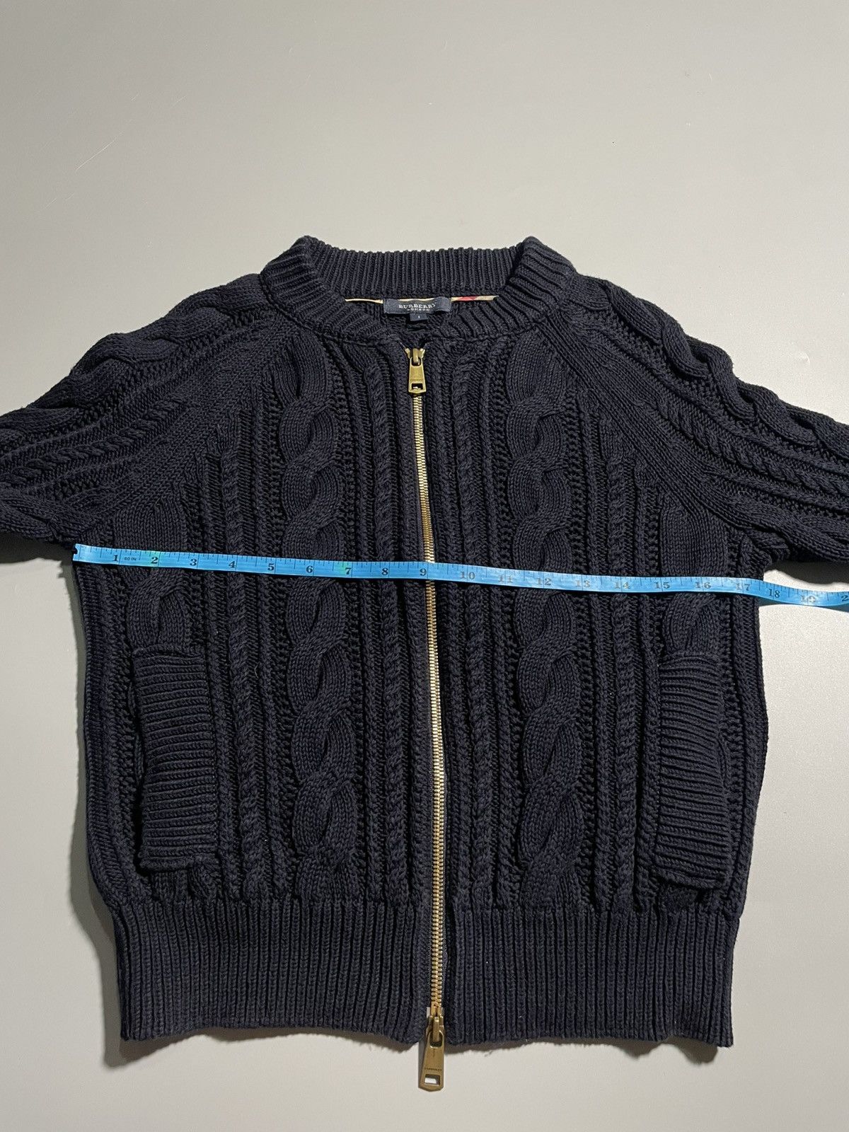 Burberry Burberry Cable Knit Zip Up Cardigan - Navy Size S / US 4 / IT 40 - 9 Thumbnail