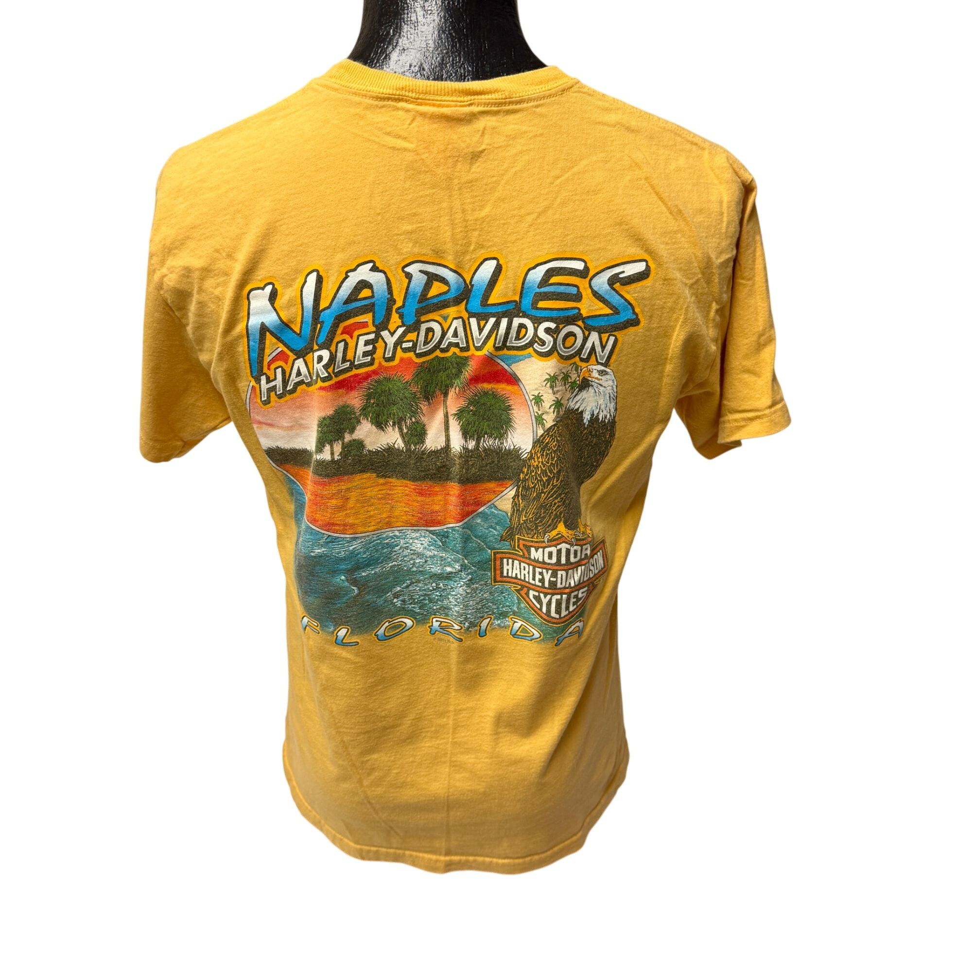 Harley Davidson Naples Fl SUNSET Bald EAGLE Motorcycle Beach Biker T Shirt Size US M / EU 48-50 / 2 - 3 Thumbnail