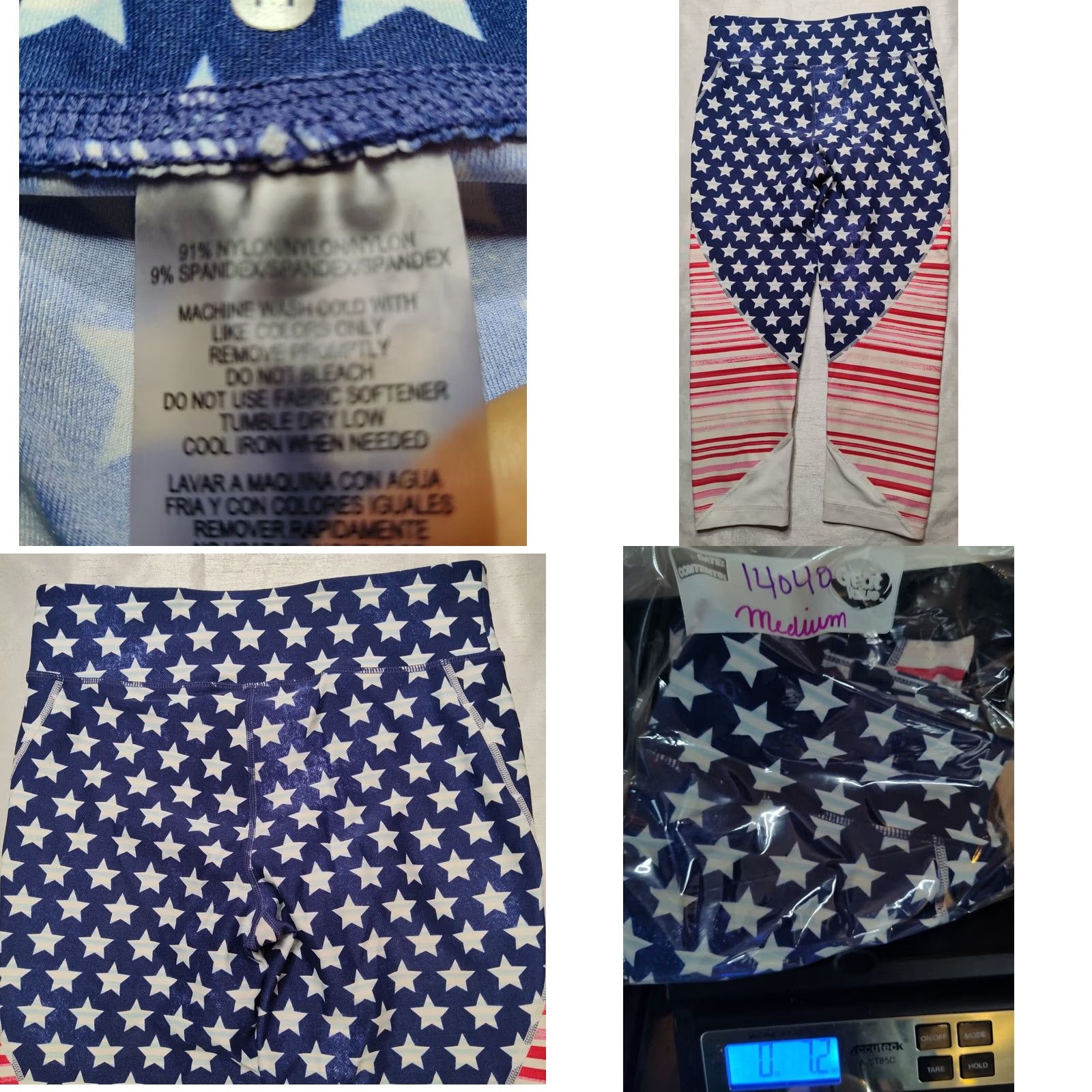 Tommy Hilfiger TOMMY HILFIGER SPORT Women Medium USA FLAG Patriotic AOP Compression Leggings Shirt? Size 32" / US 10 / IT 46 - 9 Thumbnail