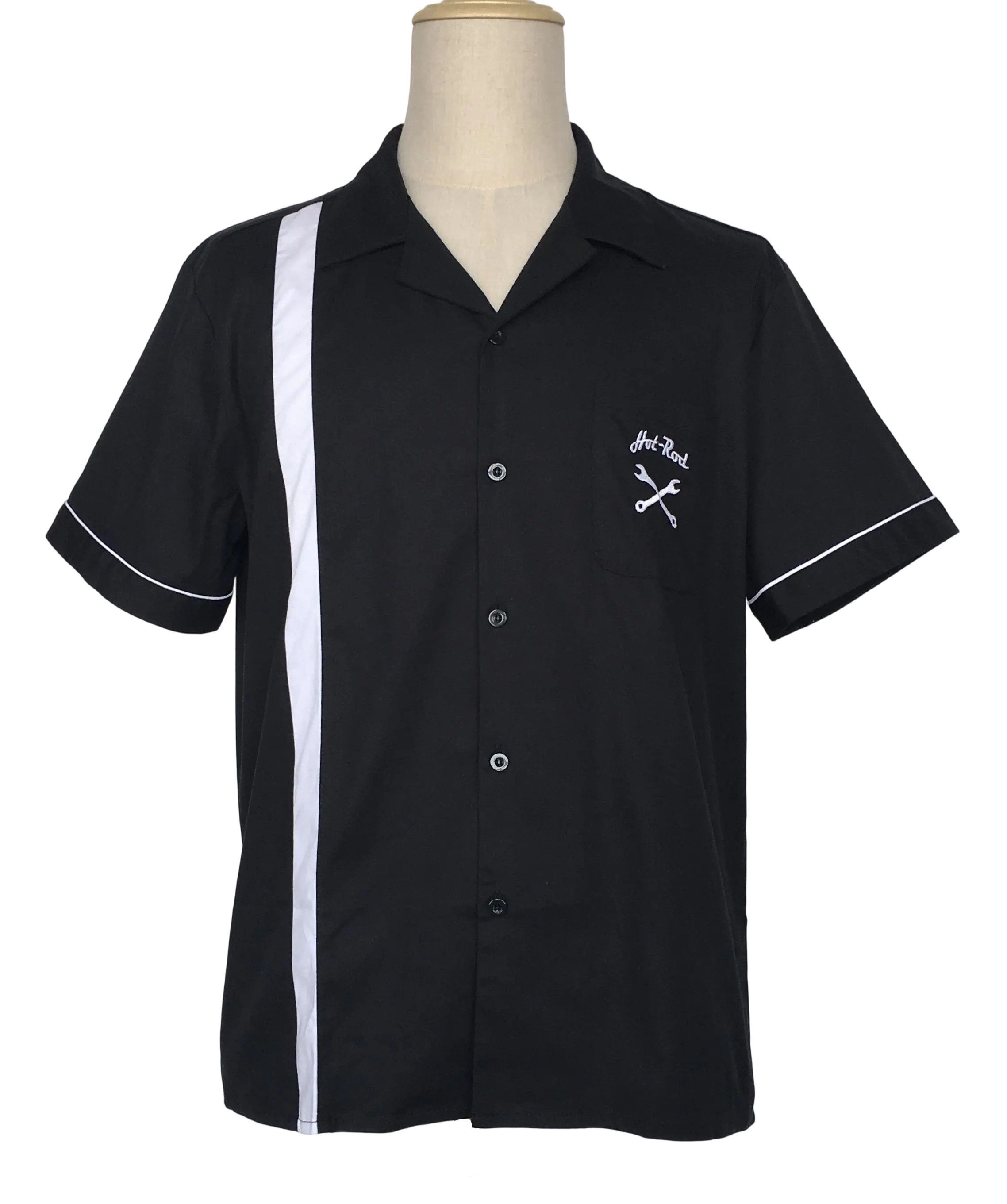 Other Black Retro Bowling Shirts Embroidery Cotton Men Shirt Size US S / EU 44-46 / 1 - 1 Thumbnail
