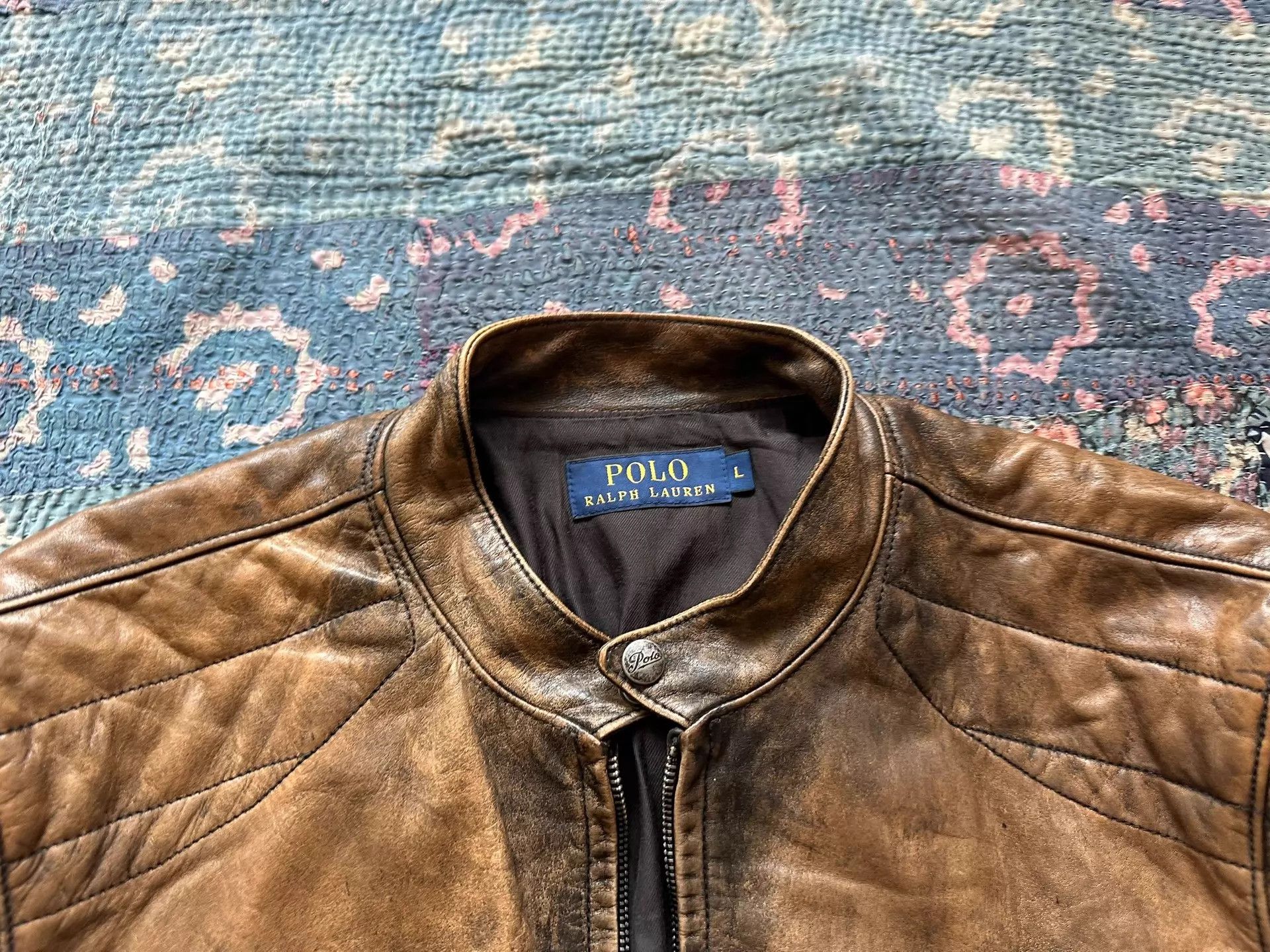 Polo Ralph Lauren Polo RL RRL Distressed Biker Leather Jacket L Size US L / EU 52-54 / 3 - 4 Thumbnail